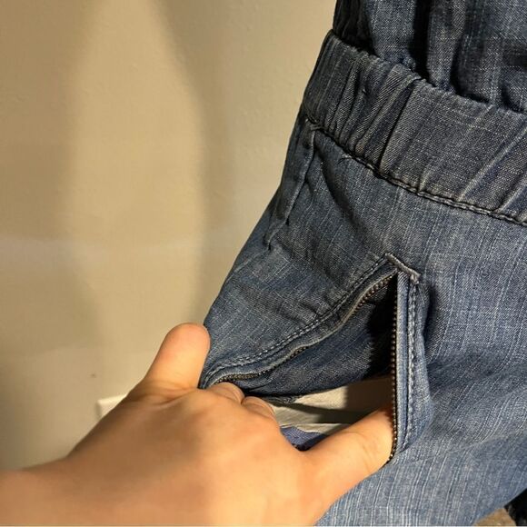 Poetic Justice denim fake wrap sleeveless short romper - Picture 3 of 12